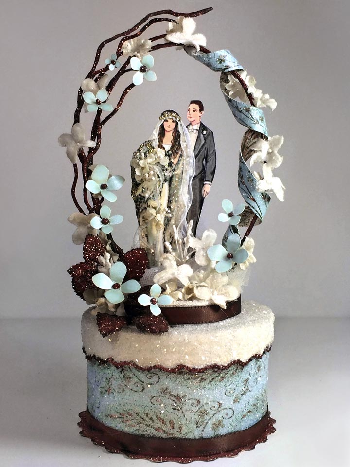 Blue Boho Chic Vintage Bohemian Wedding Cake Topper